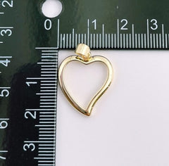 18K Gold Filled Heart Charm Pendant, Valentines Gift, Gold Necklace Pendant for Necklace Bracelet Charm Component Supply, 23x18mm, CP1318