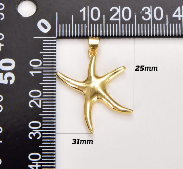 18K Gold Filled Starfish Charm, Beach Charm, Dainty Starfish Charm for Earring Bracelet Necklace Charm Jewelry Making, 31x25mm, CP1322