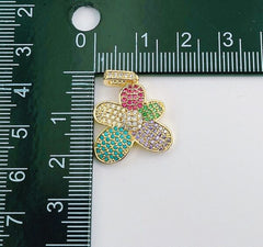 18K Gold Filled Dainty Flower Charm, CZ Multi-colors Micro Pave Flower Pendant, Cubic Zirconia Rainbow Flower Charm, 22x20mm, CP1324