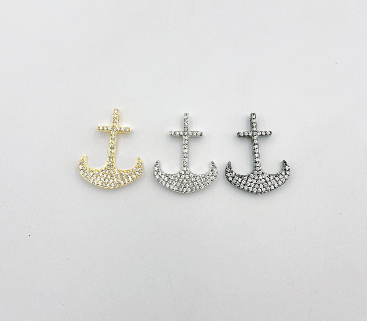 18K Gold Filled Dainty Anchor Charm Micro Pave Nautical Charm for Necklace Earring Bracelet Jewelry Making, 26x20mm, CP1326