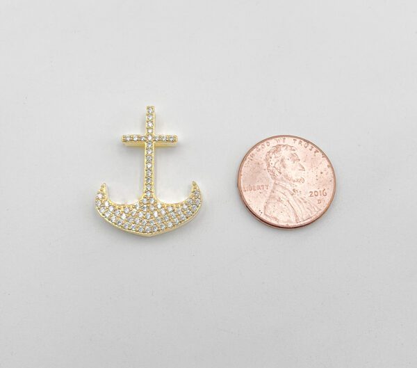 18K Gold Filled Dainty Anchor Charm Micro Pave Nautical Charm for Necklace Earring Bracelet Jewelry Making, 26x20mm, CP1326