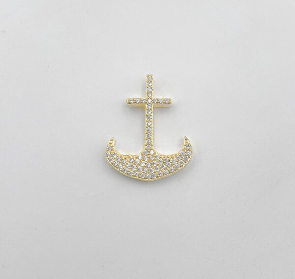 18K Gold Filled Dainty Anchor Charm Micro Pave Nautical Charm for Necklace Earring Bracelet Jewelry Making, 26x20mm, CP1326