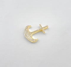 18K Gold Filled Dainty Anchor Charm Micro Pave Nautical Charm for Necklace Earring Bracelet Jewelry Making, 26x20mm, CP1326