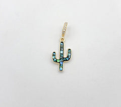 18K Gold Filled Dainty Cactus Charm with Abalone Shell, Saguaro Charm for Teen Jewelry, Necklace Bracelet Charm Supply, CP1327