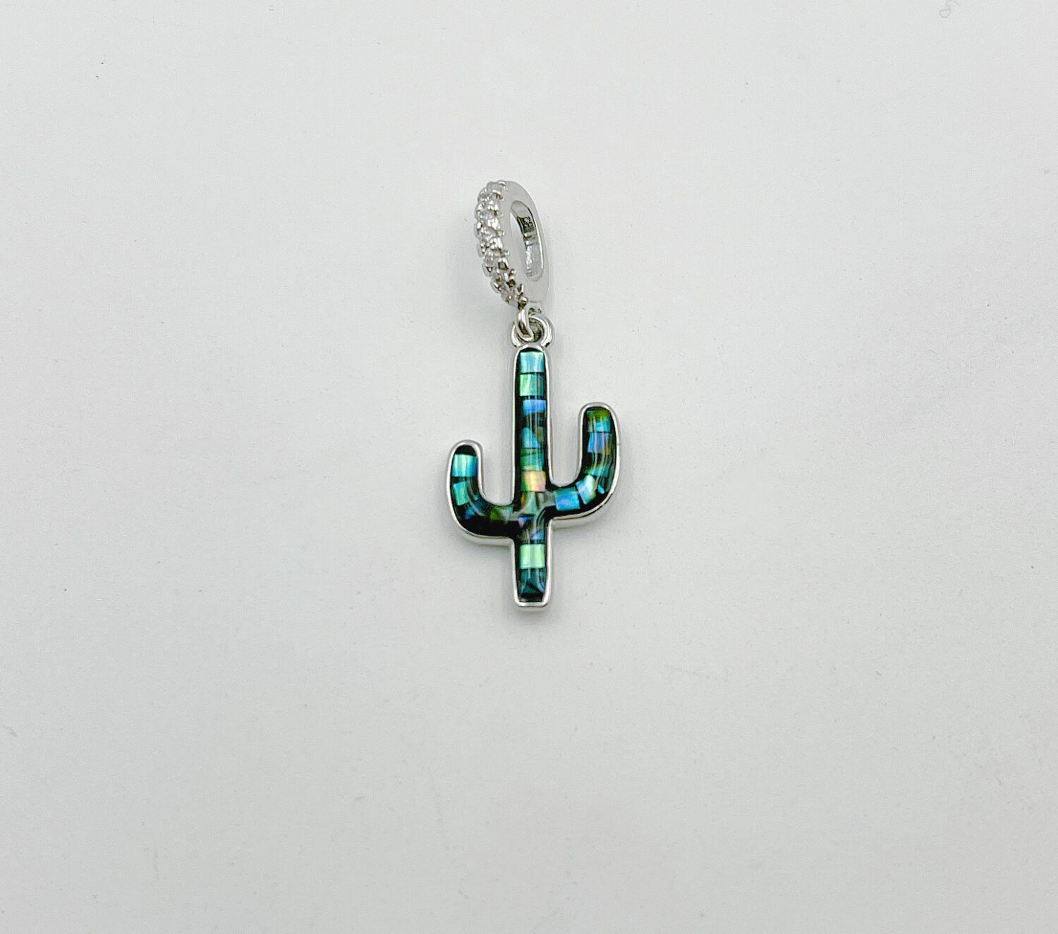 18K Gold Filled Dainty Cactus Charm with Abalone Shell, Saguaro Charm for Teen Jewelry, Necklace Bracelet Charm Supply, CP1327