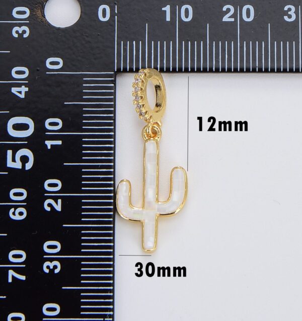 18K Gold Filled Dainty Cactus Charm with Abalone Shell, Saguaro Charm for Teen Jewelry, Necklace Bracelet Charm Supply, CP1327