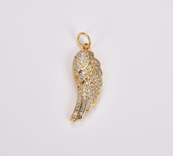 18K Gold Filled Small Angel Wing Charm, Tiny Add on Charm, Delicate Feather Pendant for Bracelet Necklace Earring Component, 23x8mm, CP1330