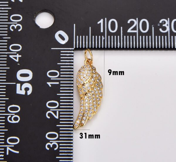 18K Gold Filled Small Angel Wing Charm, Tiny Add on Charm, Delicate Feather Pendant for Bracelet Necklace Earring Component, 23x8mm, CP1330