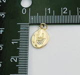 18K Gold Filled Rock n Roll Hand Gesture Charm, Flat Hammered Disc Hand Charm, Hand Sign Pendants for Bracelet Necklace Supplies, CP1333
