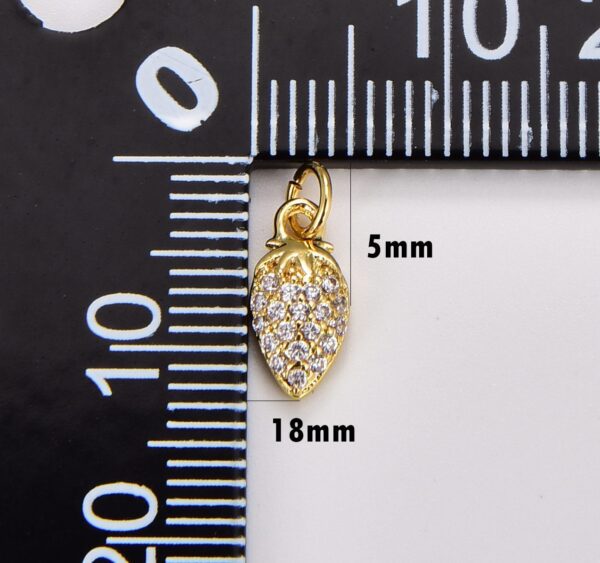 18K Gold Filled Cute Strawberry with Purple Cubic Zirconia Cabochons Bracelet Delicate Necklace Pendant Gift for Jewelry Making, CP1335