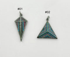 3D Arrowhead Charm Pendant, Gunmetal Plated Triangle Charm, Micro Pave Geometric Charms for Bracelet Necklace Jewelry Making Supply, CP1336