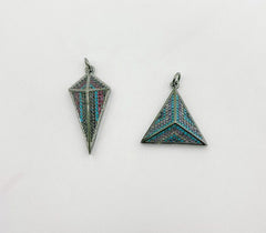 3D Arrowhead Charm Pendant, Gunmetal Plated Triangle Charm, Micro Pave Geometric Charms for Bracelet Necklace Jewelry Making Supply, CP1336