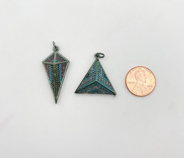 3D Arrowhead Charm Pendant, Gunmetal Plated Triangle Charm, Micro Pave Geometric Charms for Bracelet Necklace Jewelry Making Supply, CP1336