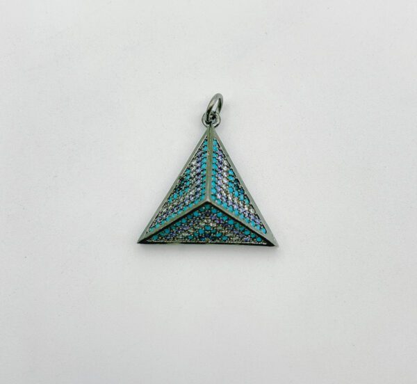 3D Gunmetal Plated Triangle Charm, Micro Pave Geometric Charms for Bracelet Necklace Jewelry Making Supply, CP1336A