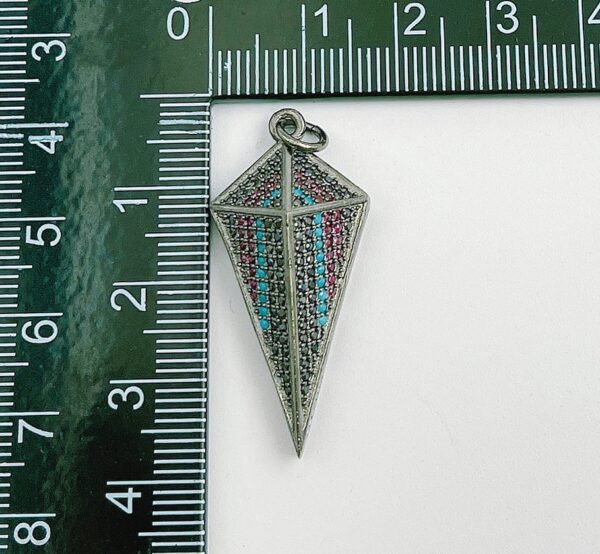 3D Arrowhead Charm Pendant, Gunmetal Plated Triangle Charm, Micro Pave Geometric Charms for Bracelet Necklace Jewelry Making Supply, CP1336