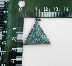 3D Gunmetal Plated Triangle Charm, Micro Pave Geometric Charms for Bracelet Necklace Jewelry Making Supply, CP1336A