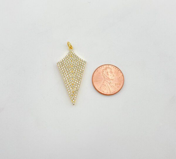 18K Gold Filled Dainty Arrowhead Pendant, Gold Arrowhead Charm Necklace, Micro Pave Spear Charm Necklace Warrior Jewelry, 37x17mm, CP1337