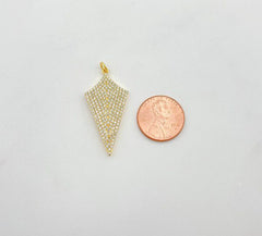 18K Gold Filled Dainty Arrowhead Pendant, Gold Arrowhead Charm Necklace, Micro Pave Spear Charm Necklace Warrior Jewelry, 37x17mm, CP1337