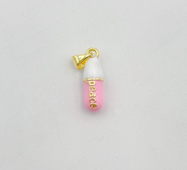 24K Gold Filed Dainty Pill Bar Pendant Enamel Teal Happy Chill Charm, Pendant for Bracelet Necklace Earring Component Supply, CP1338