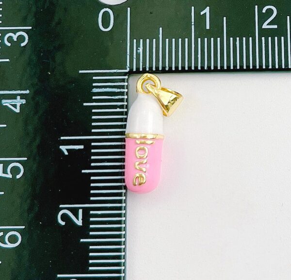 24K Gold Filed Dainty Pill Bar Pendant Enamel Teal Happy Chill Charm, Pendant for Bracelet Necklace Earring Component Supply, CP1338