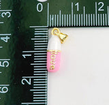 24K Gold Filed Dainty Pill Bar Pendant Enamel Teal Happy Chill Charm, Pendant for Bracelet Necklace Earring Component Supply, CP1338