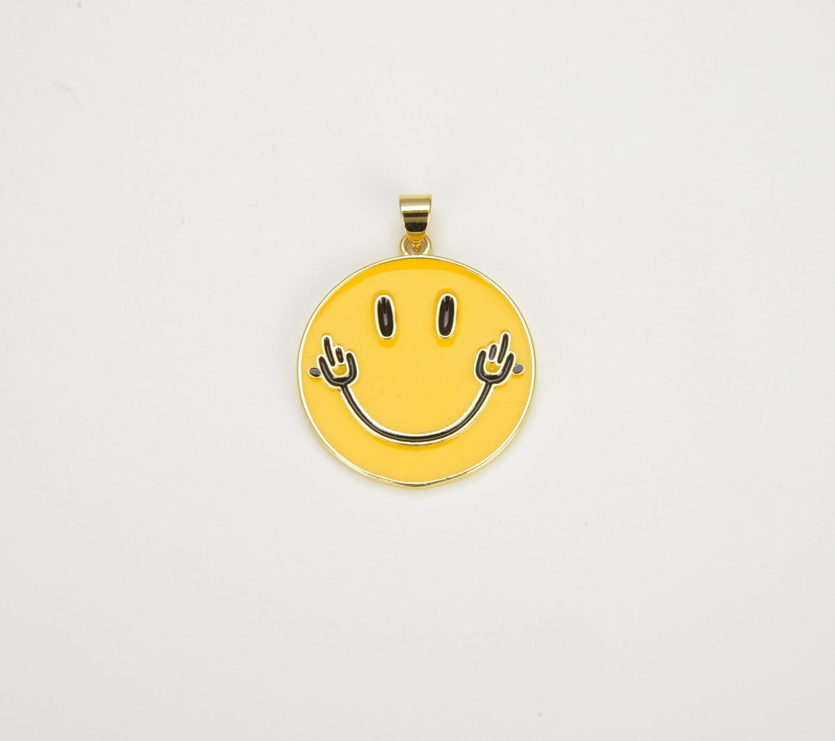 18K Gold Filled Enamel Happy Face Charm Emoji Charm Gold Smile Charm Pendant Smiley Face Charms for Necklace Earring Bracelet Supply, CP1340