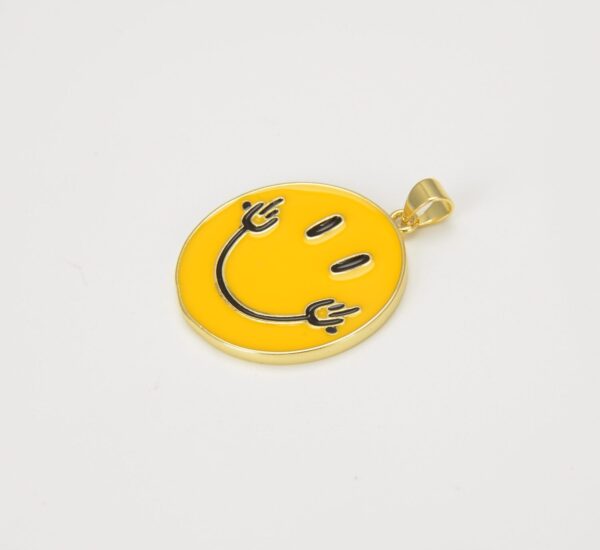 18K Gold Filled Enamel Happy Face Charm Emoji Charm Gold Smile Charm Pendant Smiley Face Charms for Necklace Earring Bracelet Supply, CP1340