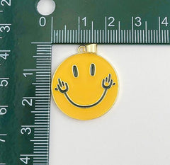 18K Gold Filled Enamel Happy Face Charm Emoji Charm Gold Smile Charm Pendant Smiley Face Charms for Necklace Earring Bracelet Supply, CP1340