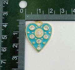 18K Gold Filled Dainty Enamel Heart Charm Pendant, Heart Charm for Necklace Bracelet Charm Component Supply, 26x23mm, CP1341