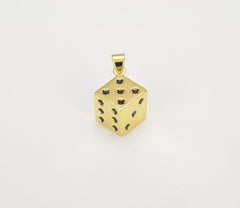 18K Gold Filled Dainty Dice Pendant, Gold Lucky Dice Charm Necklace Jewelry Craft Supply for Necklace Bracelet Earring Component, CP1342