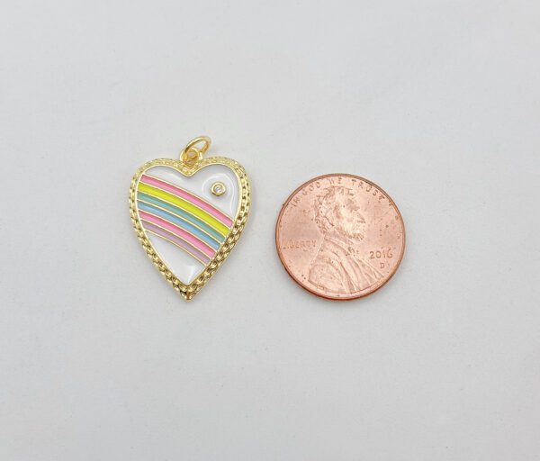 18K Gold Filled Dainty White Enamel Heart Charm, Heart Charm for Necklace Bracelet Earring Charm Supply Relationship Jewelry, 25x18mm CP1343