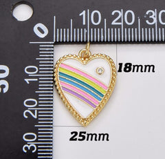 18K Gold Filled Dainty White Enamel Heart Charm, Heart Charm for Necklace Bracelet Earring Charm Supply Relationship Jewelry, 25x18mm CP1343