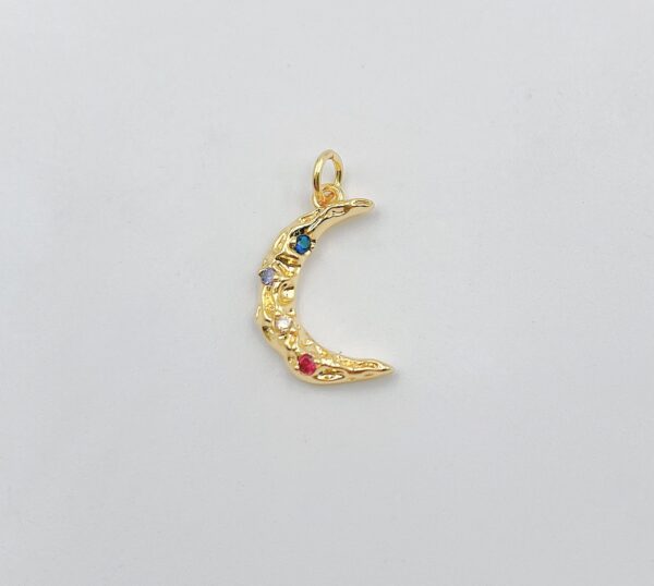 18K Gold Filled Dainty Crescent Moon Charm, Small Moon Pendant, Colorful Moon for Necklace Bracelet Charm Supply Celestial Jewelry, CP1347