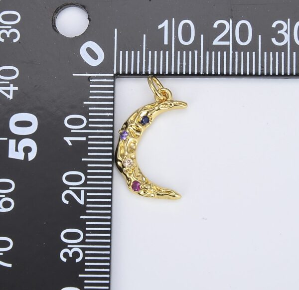 18K Gold Filled Dainty Crescent Moon Charm, Small Moon Pendant, Colorful Moon for Necklace Bracelet Charm Supply Celestial Jewelry, CP1347