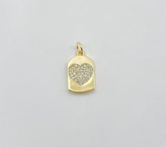 18K Gold Filled Dainty Heart Padlock Charm with Micro Pave Cubic Zirconia, CP1348