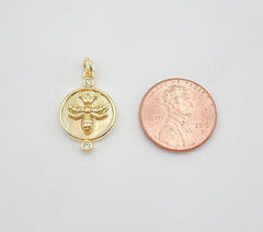 18K Gold Filled Dainty Bee Charm Bumblebee, CP1349