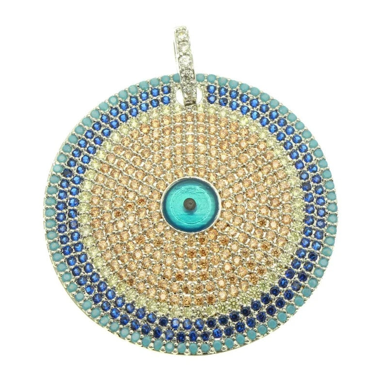 22K Gold Filled Turquoise CZ Large Evil Eye Charm Pendant, Micro Pave CZ Evil Eye Charm, Evil Eye Charm, Evil Eye Pendant, 35x32mm, CP135