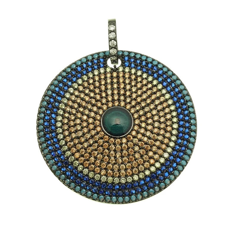 22K Gold Filled Turquoise CZ Large Evil Eye Charm Pendant, Micro Pave CZ Evil Eye Charm, Evil Eye Charm, Evil Eye Pendant, 35x32mm, CP135