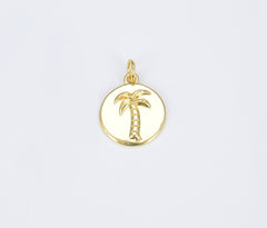 Dainty 18K Gold Palm Tree Charm, Coconut Tree Charm Pendant, Beach Charm, Tree Charm for Necklace Bracelet Jewelry Making, CP1352