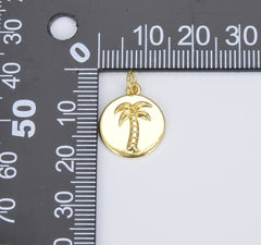 Dainty 18K Gold Palm Tree Charm, Coconut Tree Charm Pendant, Beach Charm, Tree Charm for Necklace Bracelet Jewelry Making, CP1352