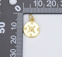 Dainty 18K Gold Compass Charm, Nautical Charm, Traveler Charm, Tiny Compass for Necklace Bracelet Earring Jewelry Making, CP1353