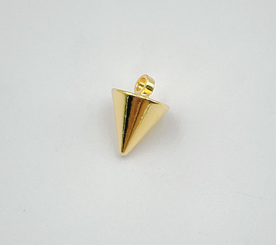 Dainty Pendulum Charm 18K Gold Spike Jewelry Making, Gold Jewelry Component, 9x7mm, CP1359