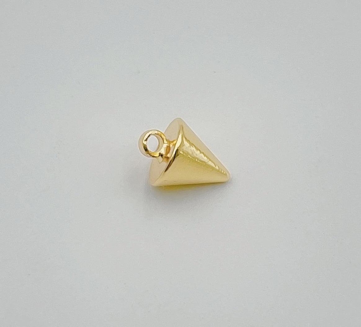 Dainty Pendulum Charm 18K Gold Spike Jewelry Making, Gold Jewelry Component, 9x7mm, CP1359