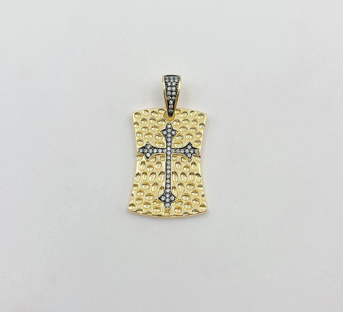 18K Gold Cross Tag Charm, Religious Cross, CZ Micro Pave Cross Pendant, Dog Tag Charm for Necklace Bracelet Component Supply, CP1360