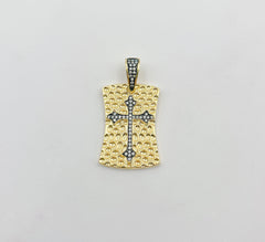 18K Gold Cross Tag Charm, Religious Cross, CZ Micro Pave Cross Pendant, Dog Tag Charm for Necklace Bracelet Component Supply, CP1360