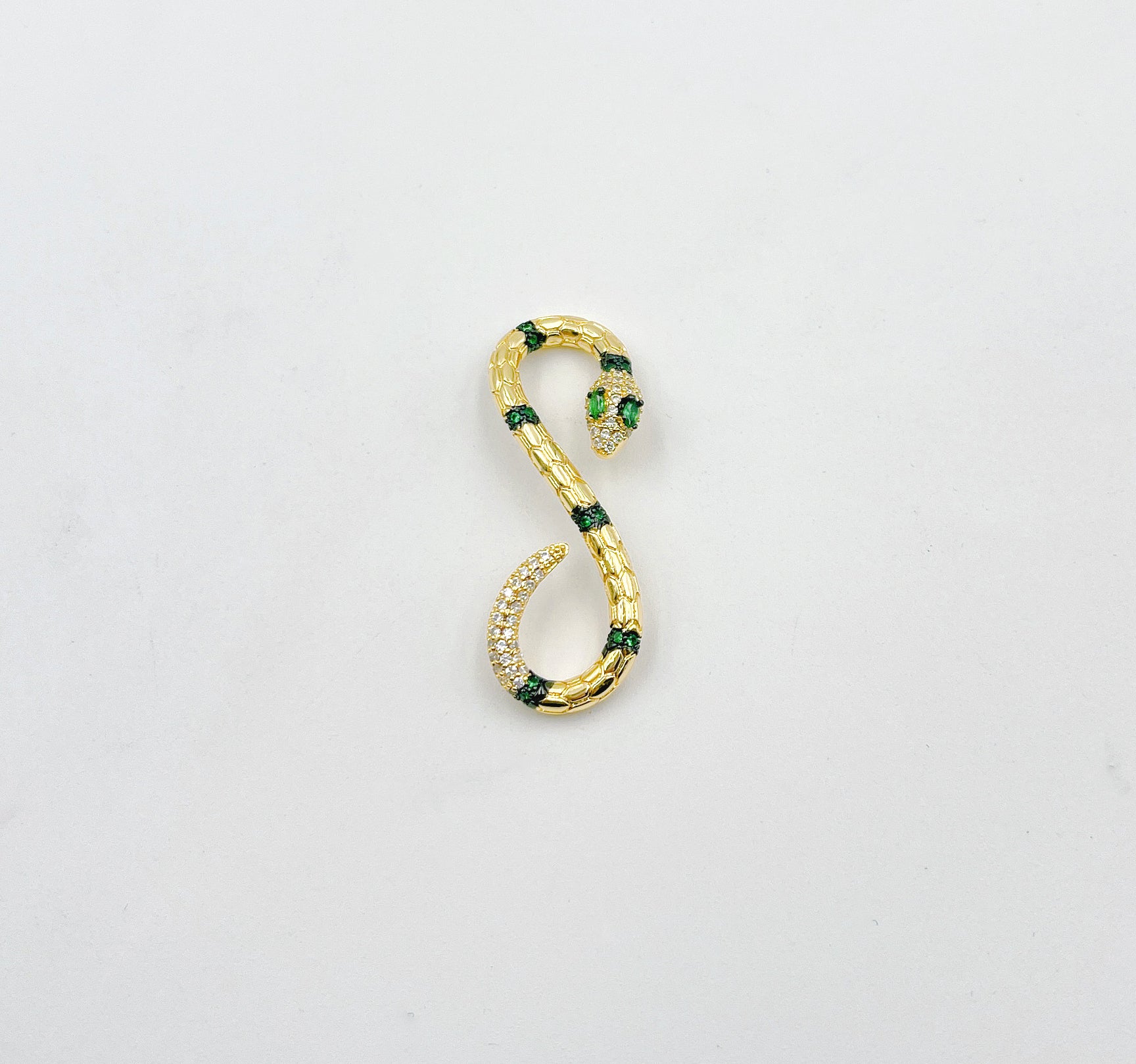 18K Gold Snake Charm, Snake Pendant, Reptile Animal, Serpent Charm Necklace Pendant Bead Finding for Jewelry Making Supply, CP1365