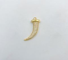 18K Gold Horn Charm, Tusk Horn Pendant Tibetan Ethnic Tribal Pendant Bohemian Tusk Horn Pendant for Necklace Jewelry Making, CP1371