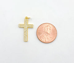 Dainty 18K Gold Cross Charm, Small Cross Pendant, Cross Pendant for Necklace Bracelet Earring Charm Supply Religious Jewelry, CP1372