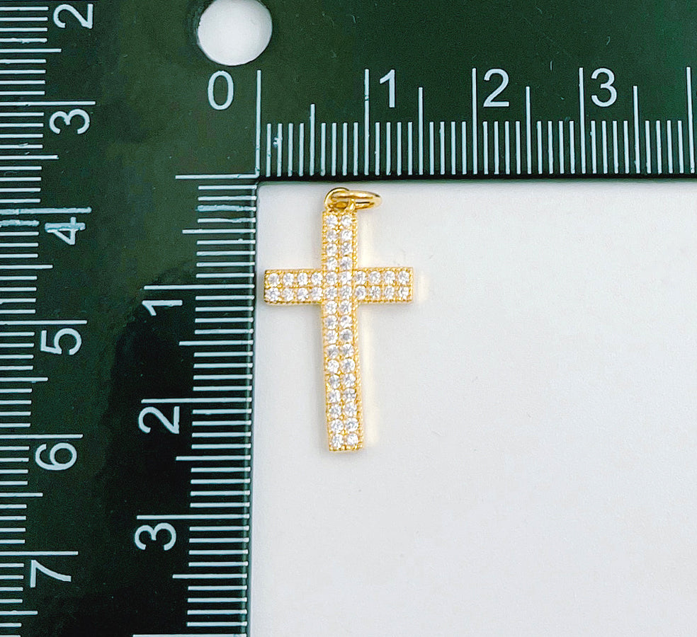 Dainty 18K Gold Cross Charm, Small Cross Pendant, Cross Pendant for Necklace Bracelet Earring Charm Supply Religious Jewelry, CP1372