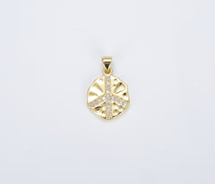 18K Gold Peace Sign Charm, Cubic Zirconia Charm, Medallion Peace Charm for Necklace Bracelet Jewelry Making Supply, 16mm, CP1380